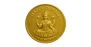 Spinning gold Lakshmi coin
